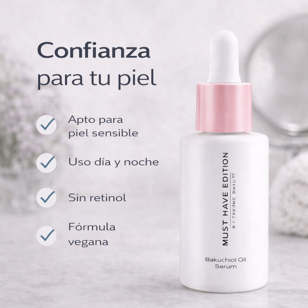 Serum facial con bakuchiol ESSENS indicado para piel sensible, primeras arrugas y cuidado antiedad diario.