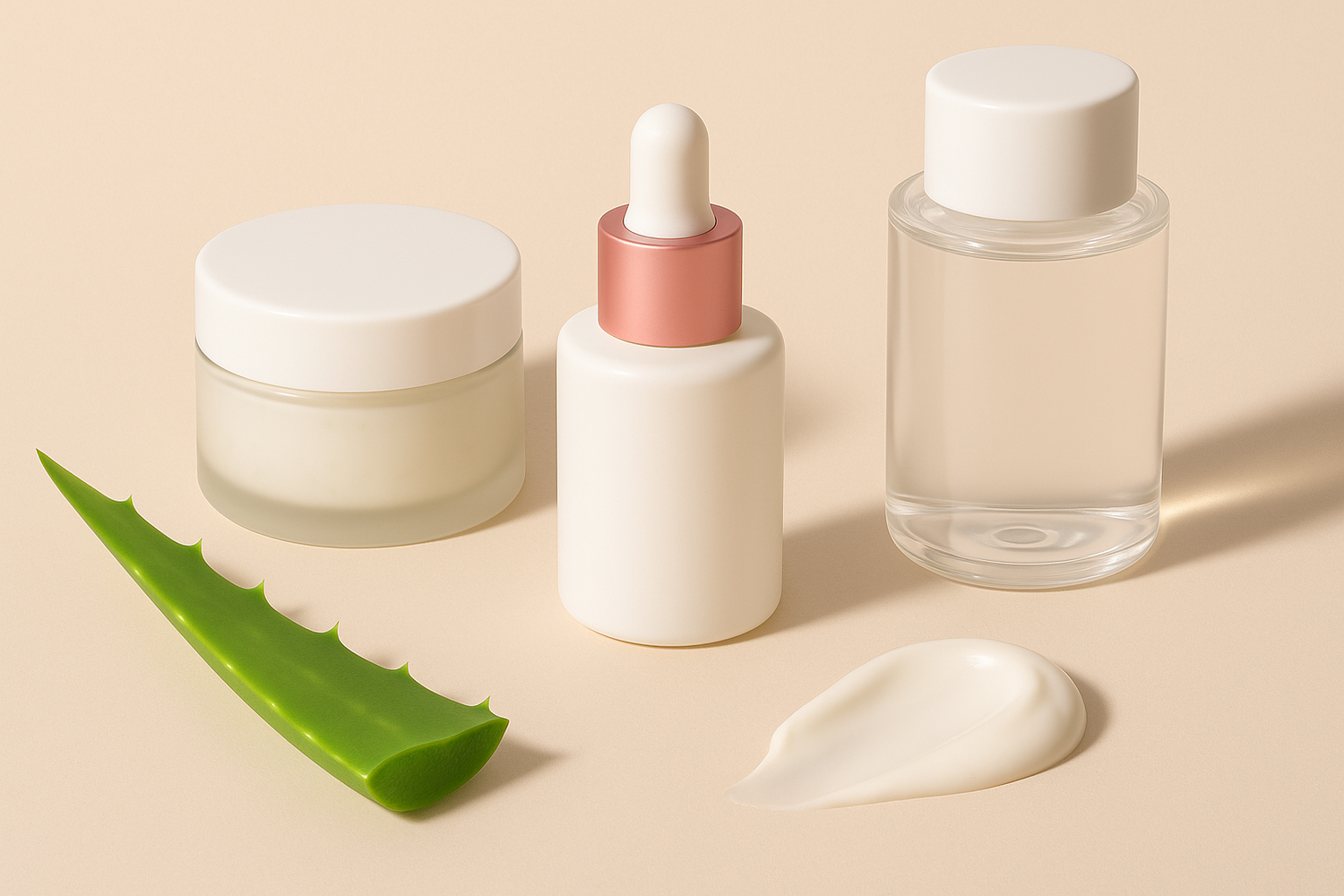 Colección de sincare con crema de aloe vera, sérum de bakuchiol y agua micelar Essens