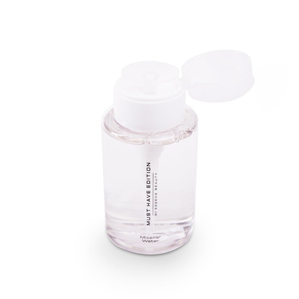 Agua micelar hidratante ESSENS 3 en 1 con dosificador para limpieza facial, desmaquillado suave e hidratación diaria.
