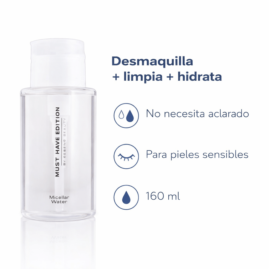 Agua micelar ESSENS con acción 3 en 1: limpia, desmaquilla e hidrata la piel respetando su equilibrio natural.
