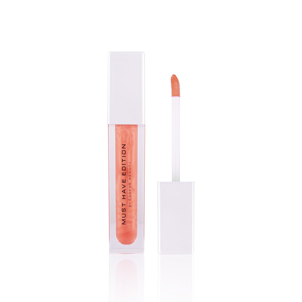Brillo labial Essens hidratante color light coral en envase elegante, acabado brillante y textura ligera