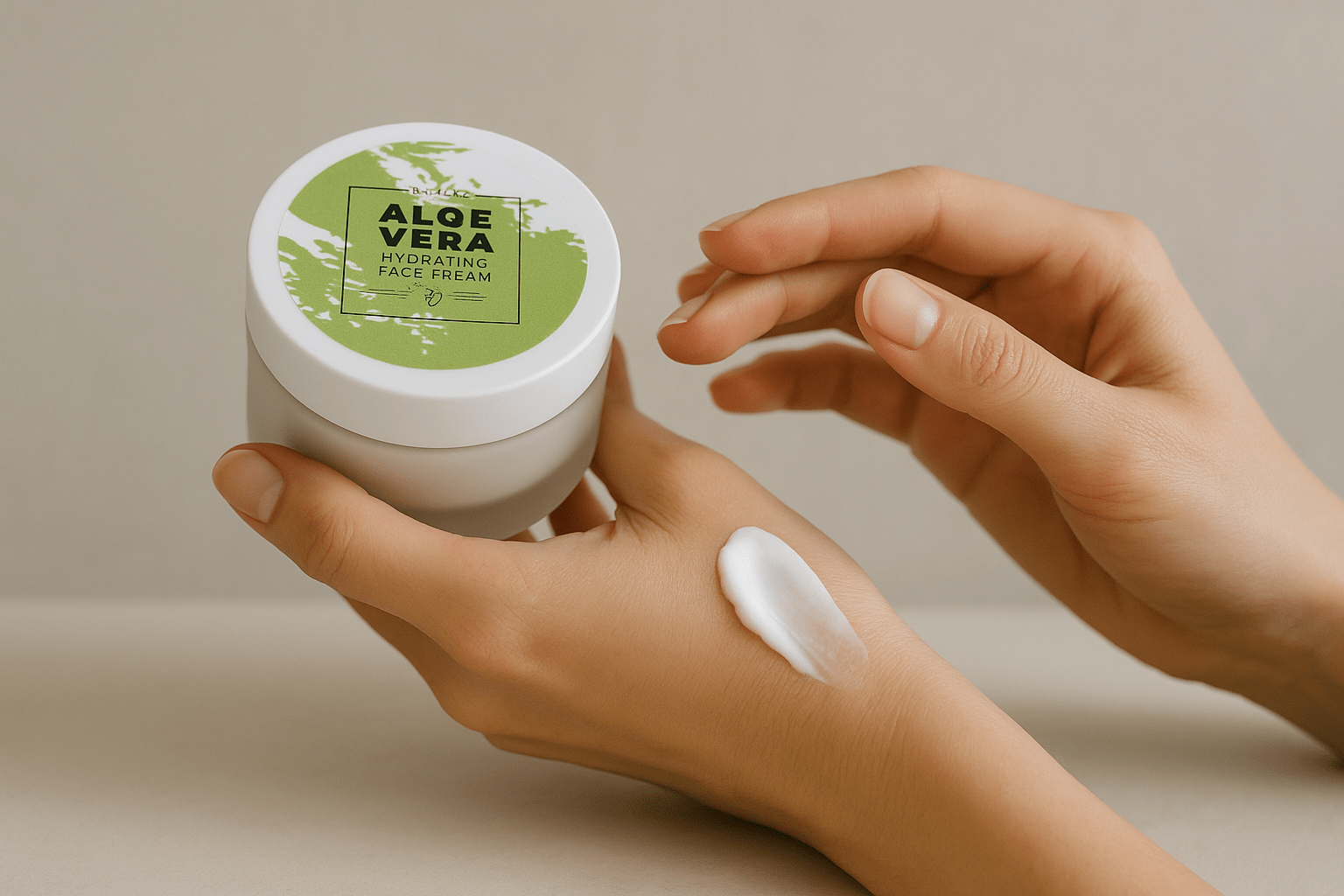 Textura ligera y cremosa de la crema facial con aloe vera Essens de rápida absorción y efecto calmante