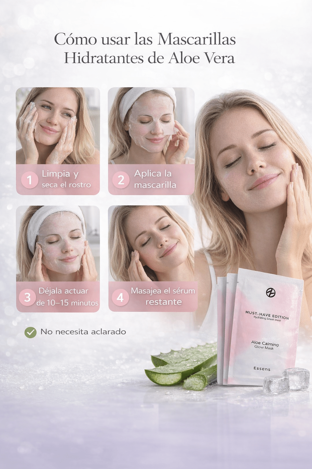 Pack Glow Week – 3 Mascarillas Hidratantes de Aloe Vera - VerliGlow