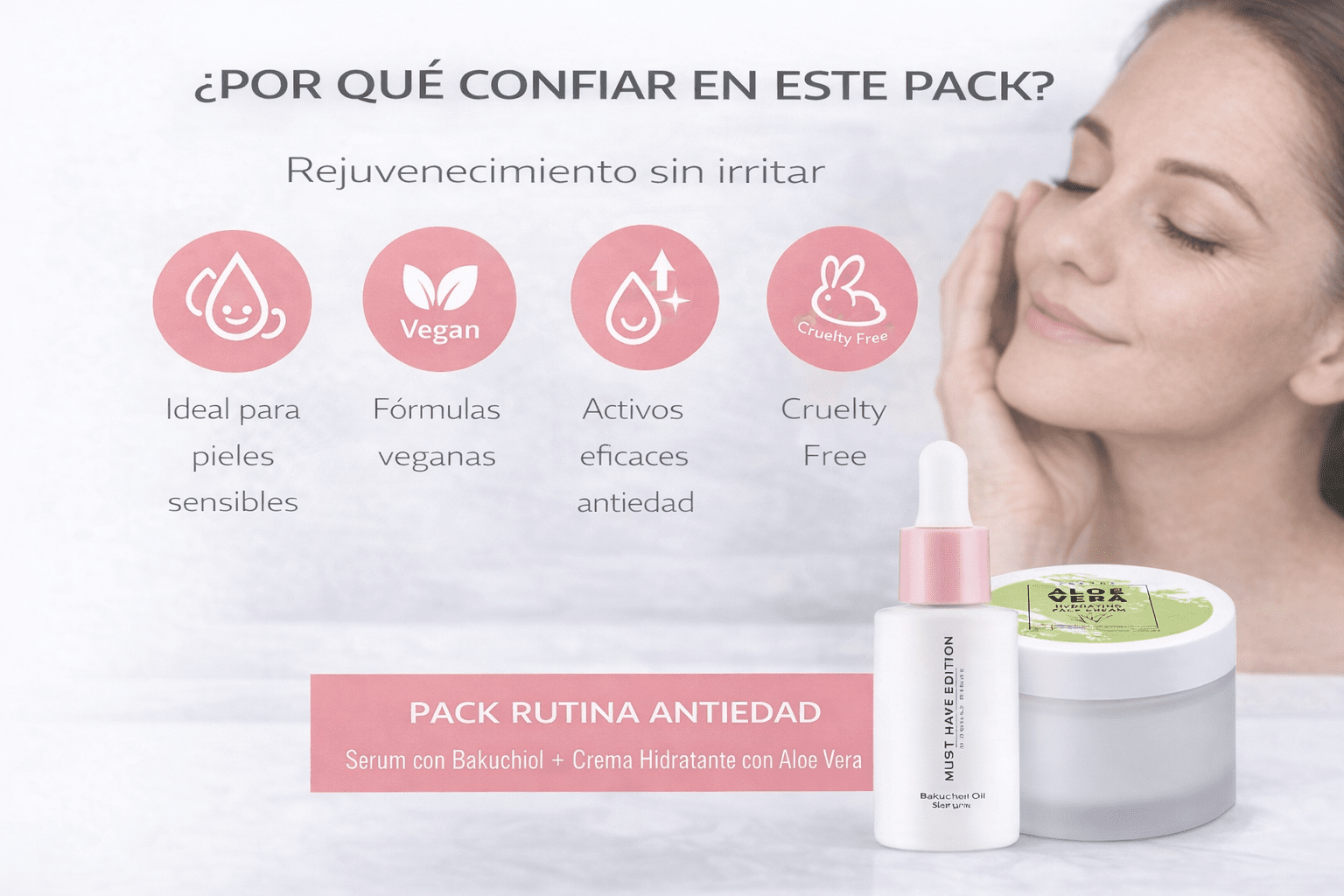 Pack Rutina Antiedad con Bakuchiol – Reafirmante, Iluminador y Hidratante - VerliGlow