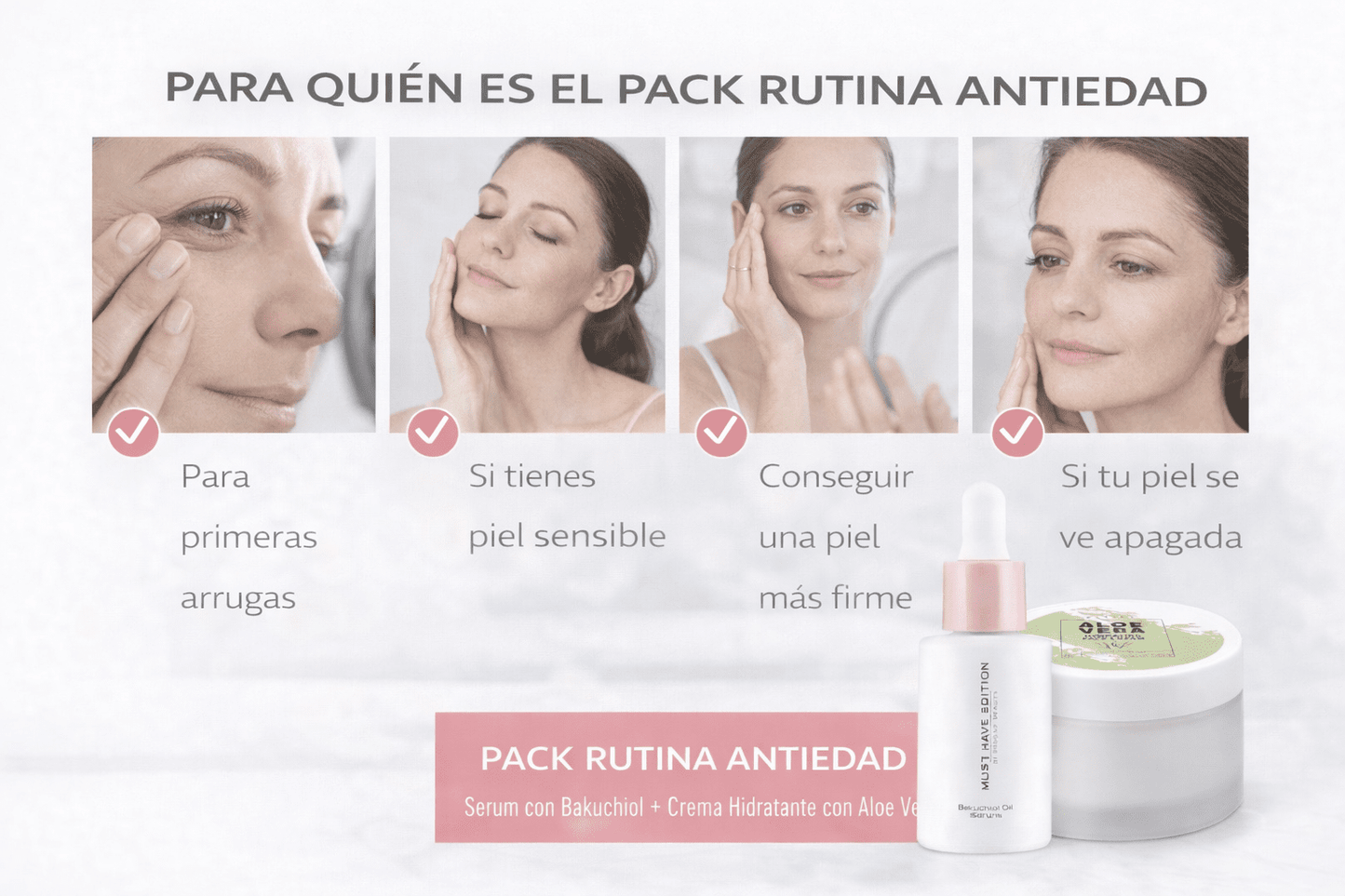Pack Rutina Antiedad con Bakuchiol – Reafirmante, Iluminador y Hidratante - VerliGlow