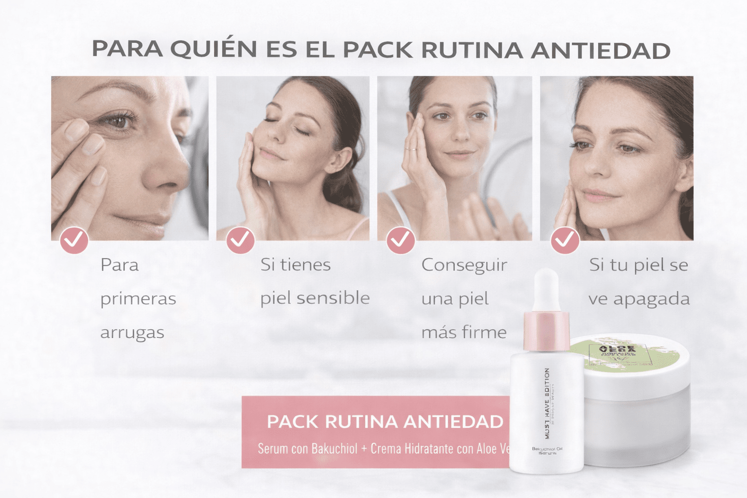 Pack Rutina Antiedad con Bakuchiol – Reafirmante, Iluminador y Hidratante - VerliGlow