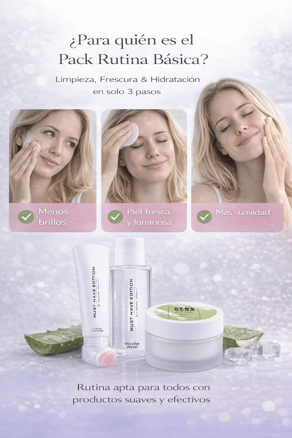 Pack Rutina Básica – Limpieza, Hidratación y Piel Sana en 3 Pasos - VerliGlow