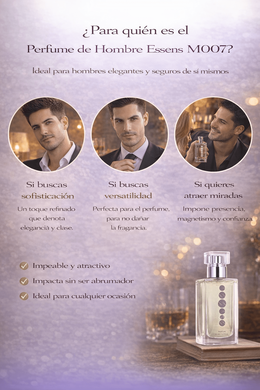 Perfume de hombre Essens M007 | Intenso y Amaderado - VerliGlow
