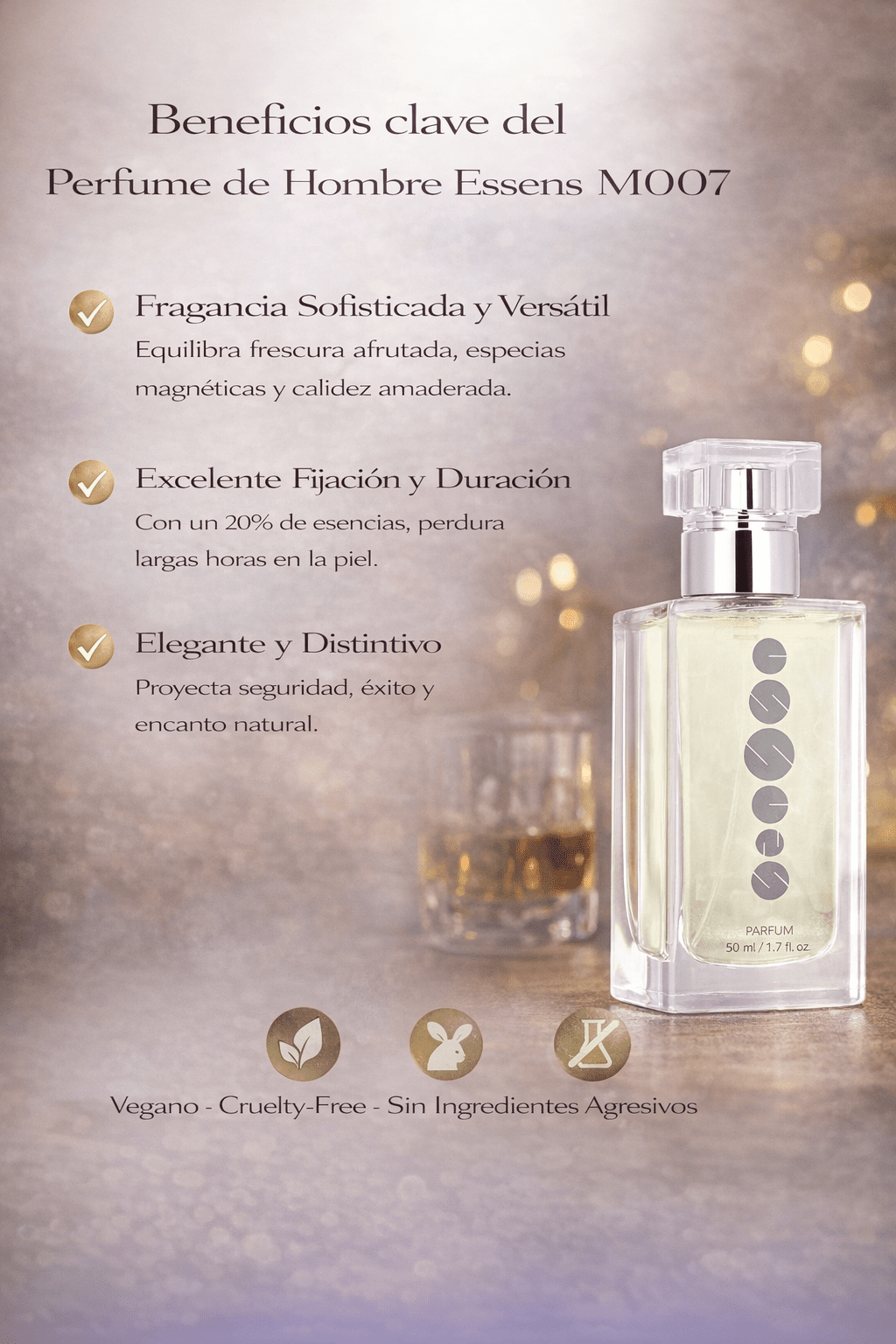 Perfume de hombre Essens M007 | Intenso y Amaderado - VerliGlow
