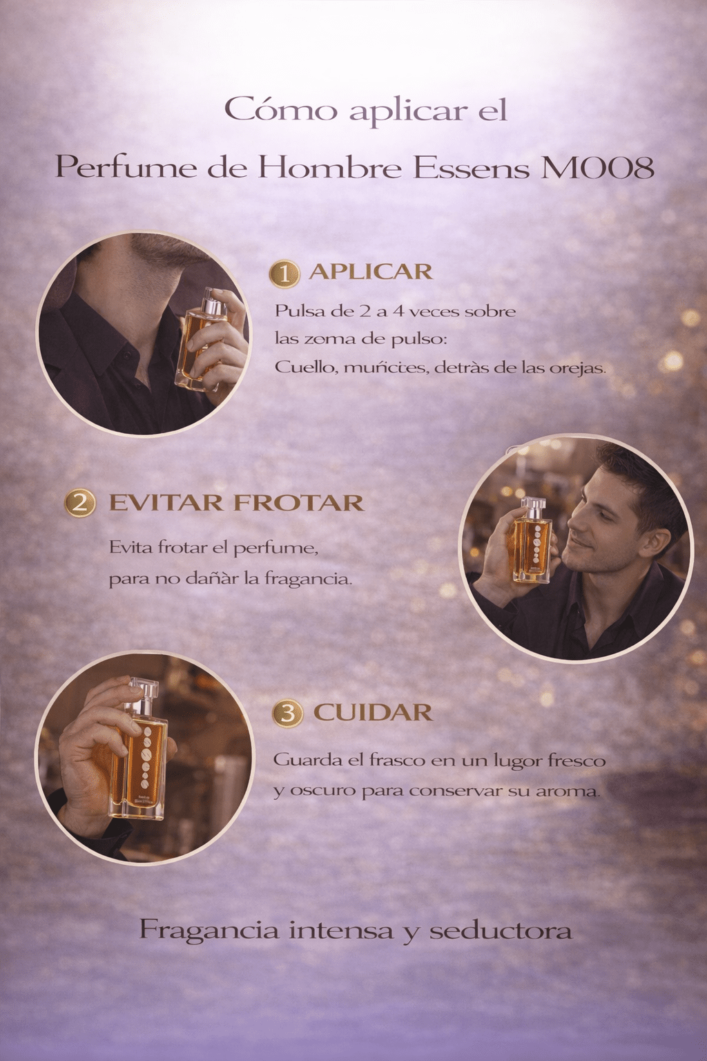 Perfume de hombre Essens M008 | Intenso y Amaderado - VerliGlow