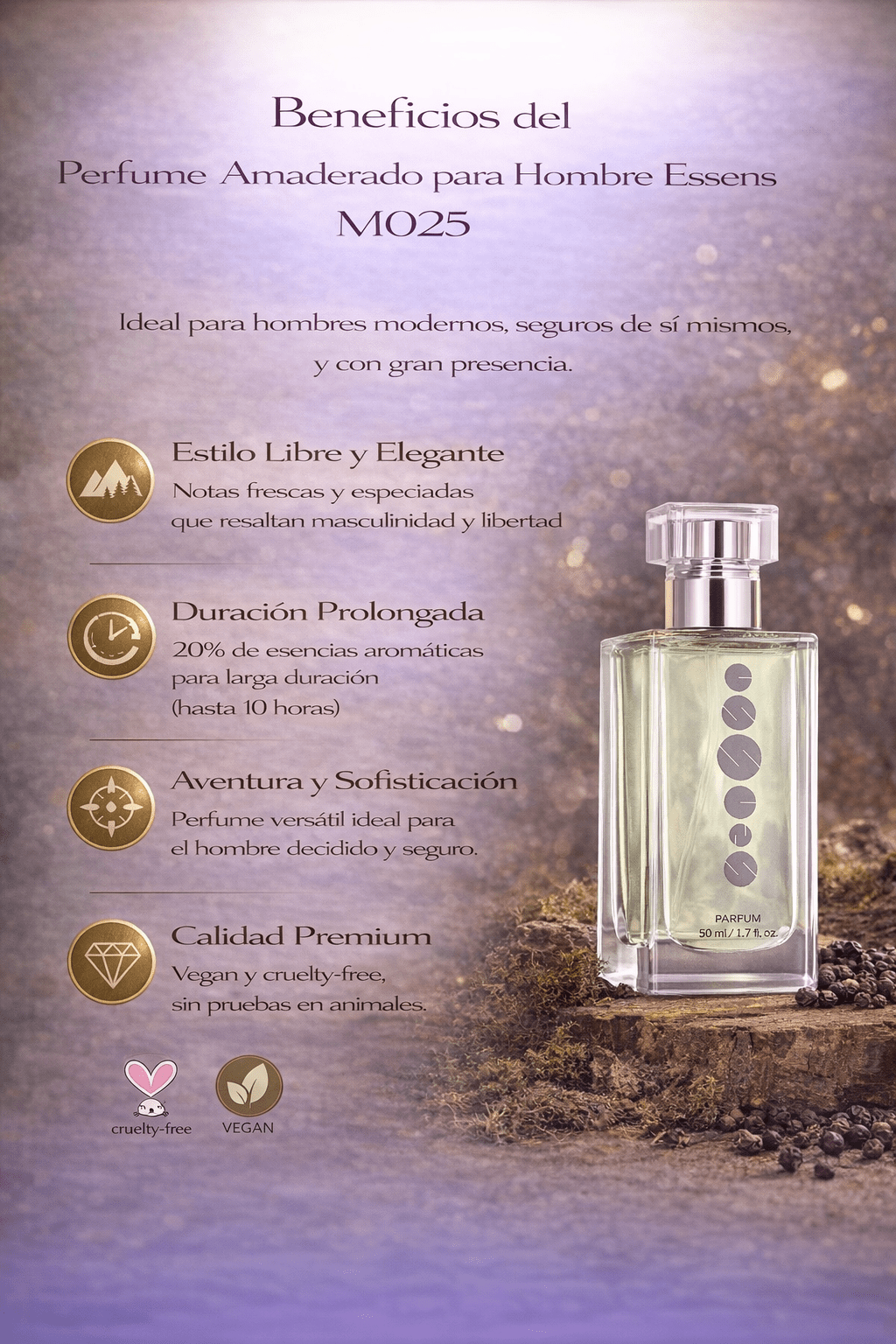 Perfume para Hombre Essens M025 | Elegante y Nocturno - VerliGlow