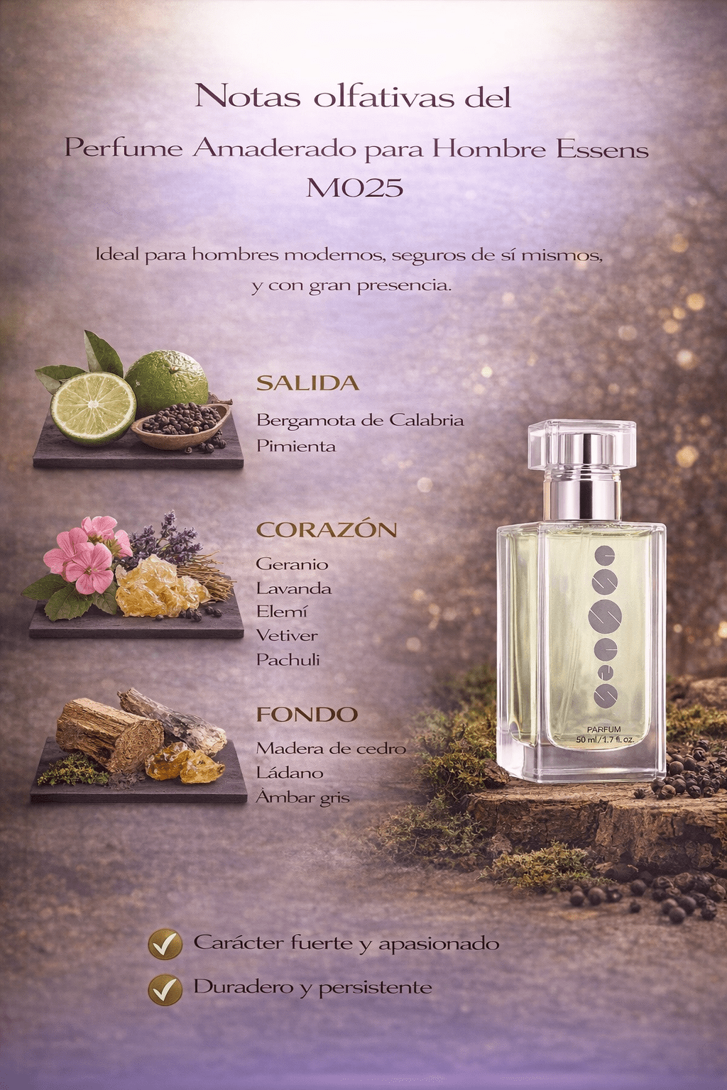 Perfume para Hombre Essens M025 | Elegante y Nocturno - VerliGlow